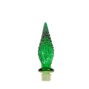 Bottle Stopper Empoli Vintage Emerald Hobnail Green Glass Genie  MCM Italy  8” R